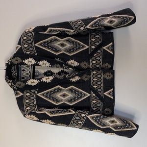 New identity Women's Vintage Tapestry Aztec Print Cropped Blazer